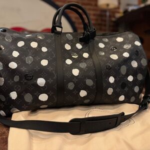 Louis Vuitton Black and White Duffel Bag
